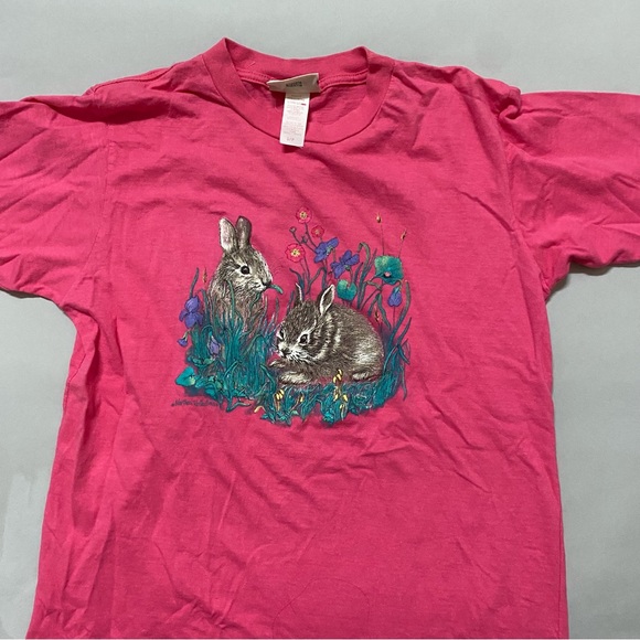 VINTAGE T-Shirt Pink bunnies!! - Picture 2 of 4